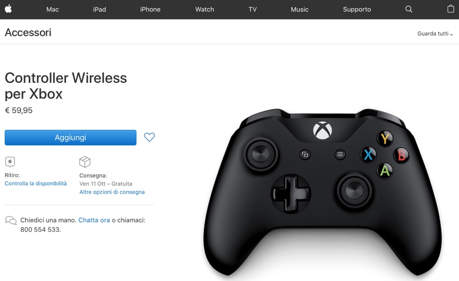 Apple ora vende il Controller Wireless per Xbox su Apple Store online