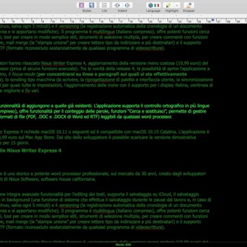 Disponibile Nisus Writer Express 4, pronto per macOS Catalina