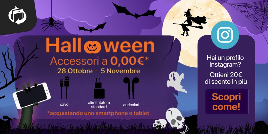 Halloween su TrenDevice con 3 regali da brivido: accessori gratis, sconto 20€ e una golosa sorpresa Halloween su TrenDevice con 3 regali da brivido: accessori gratis, sconto 20€ e una golosa sorpresa