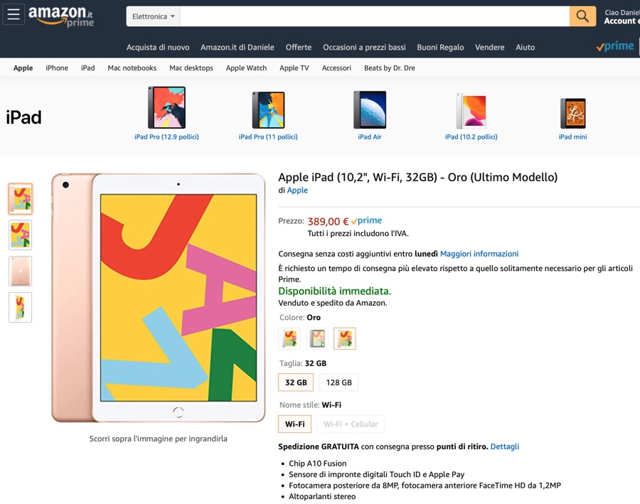 Il nuovo iPad 10,2” 2019 è disponibile su Amazon