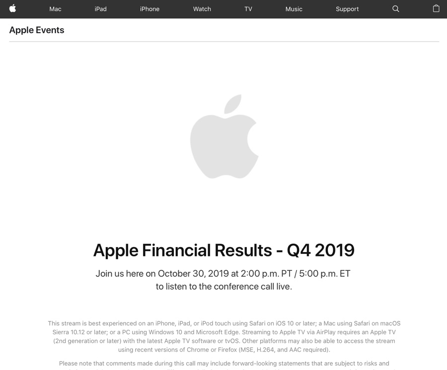Occhi puntati sui risultati Apple Q4 2019, previsti buoni ma non spettacolari Occhi puntati sui risultati Apple Q4 2019, previsti buoni ma non spettacolari
