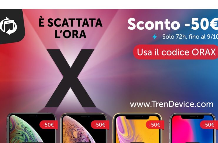 Solo per 72 ore: sconto -50€ su iPhone XS Max, XS, XR e X Ricondizionati TrenDevice