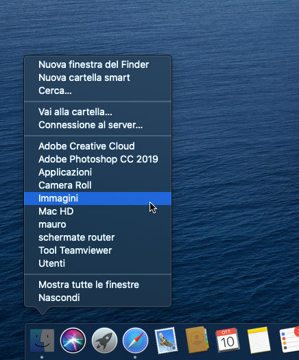 macOS Catalina, le cartelle recenti anche dall’icona del Finder nel Dock