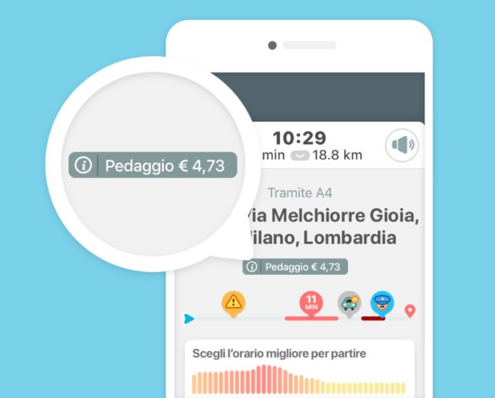 La funzione Costo Pedaggio di Waze è disponibile in Italia