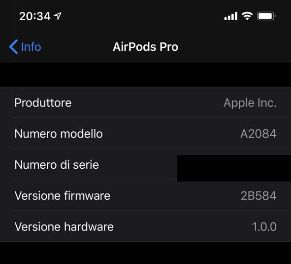 Apple ha aggiornato il firmware delle AirPods Pro