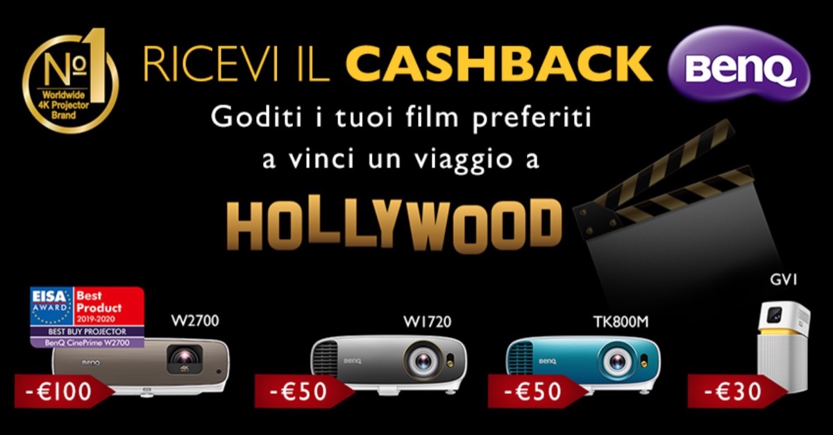 Acquistando un proiettore BenQ, cashback fino a 100 euro e viaggio a Hollywood