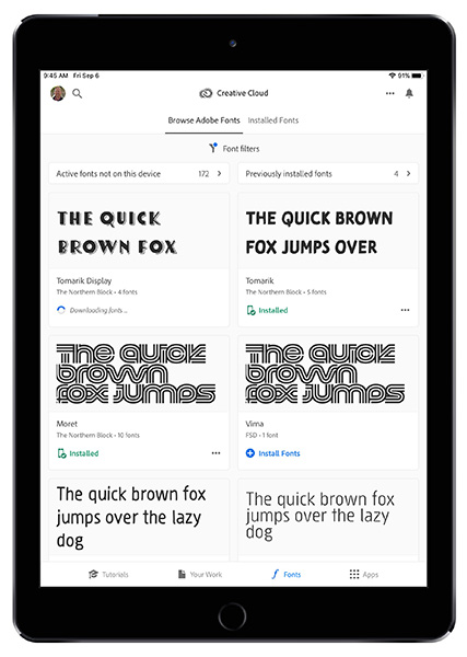 I font Adobe ora utilizzabili da iOS 13 con le app della Creative Cloud e non solo