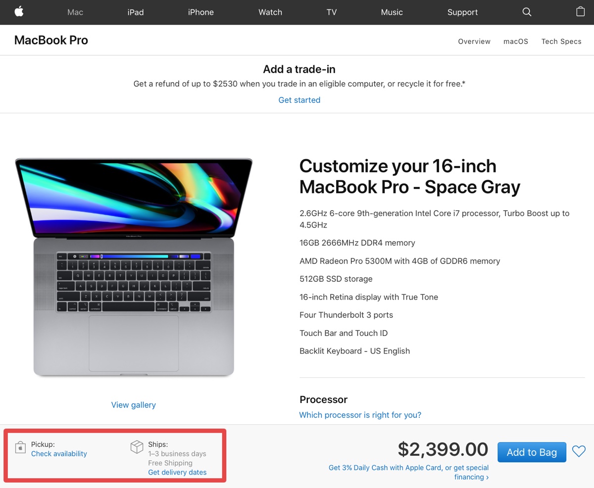 MacBook Pro 16” disponibile in USA, in Italia i tempi si allungano