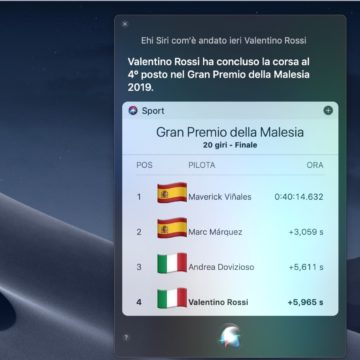 Siri finalmente sa rispondere alle domande sulla MotoGP