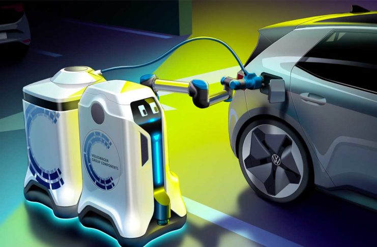 Volkswagen ha creato un robot che ricarica le auto elettriche parcheggiate