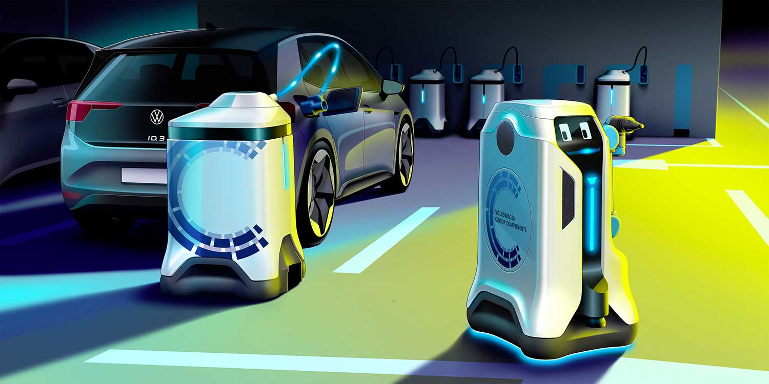 Volkswagen ha creato un robot che ricarica le auto elettriche parcheggiate