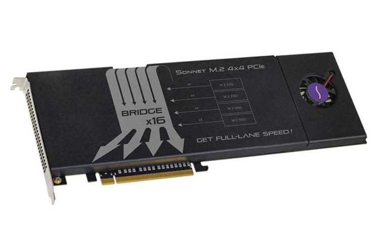 Con la scheda PCIe Sonnet M.2 4×4 si sfruttano quattro unità SSD M.2 NVMe su Mac Pro vecchi e nuovi