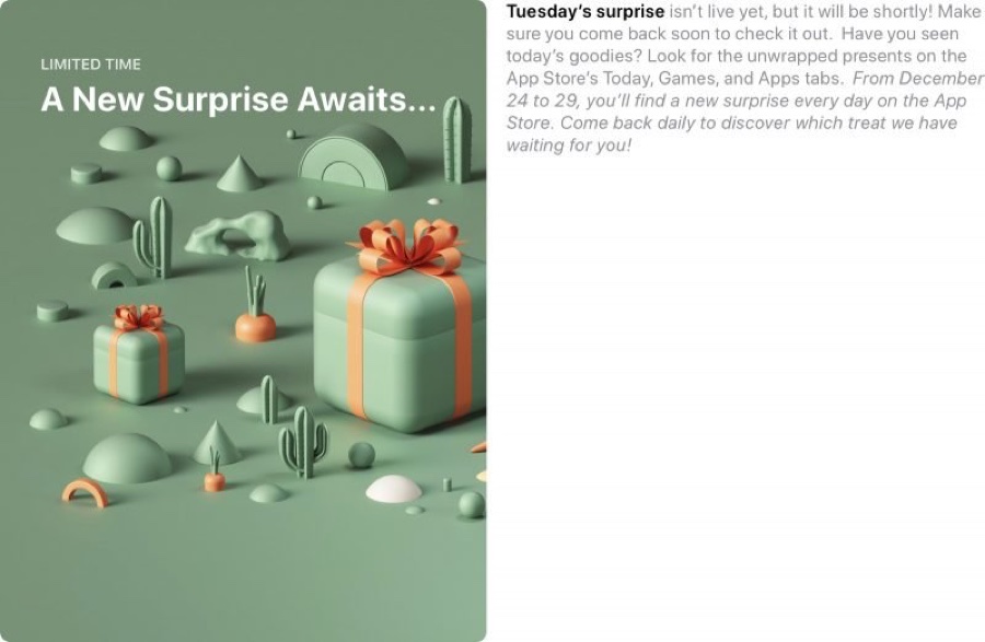 Apple regala una Sorpresa su App Store al giorno dal 24 al 29 dicembre