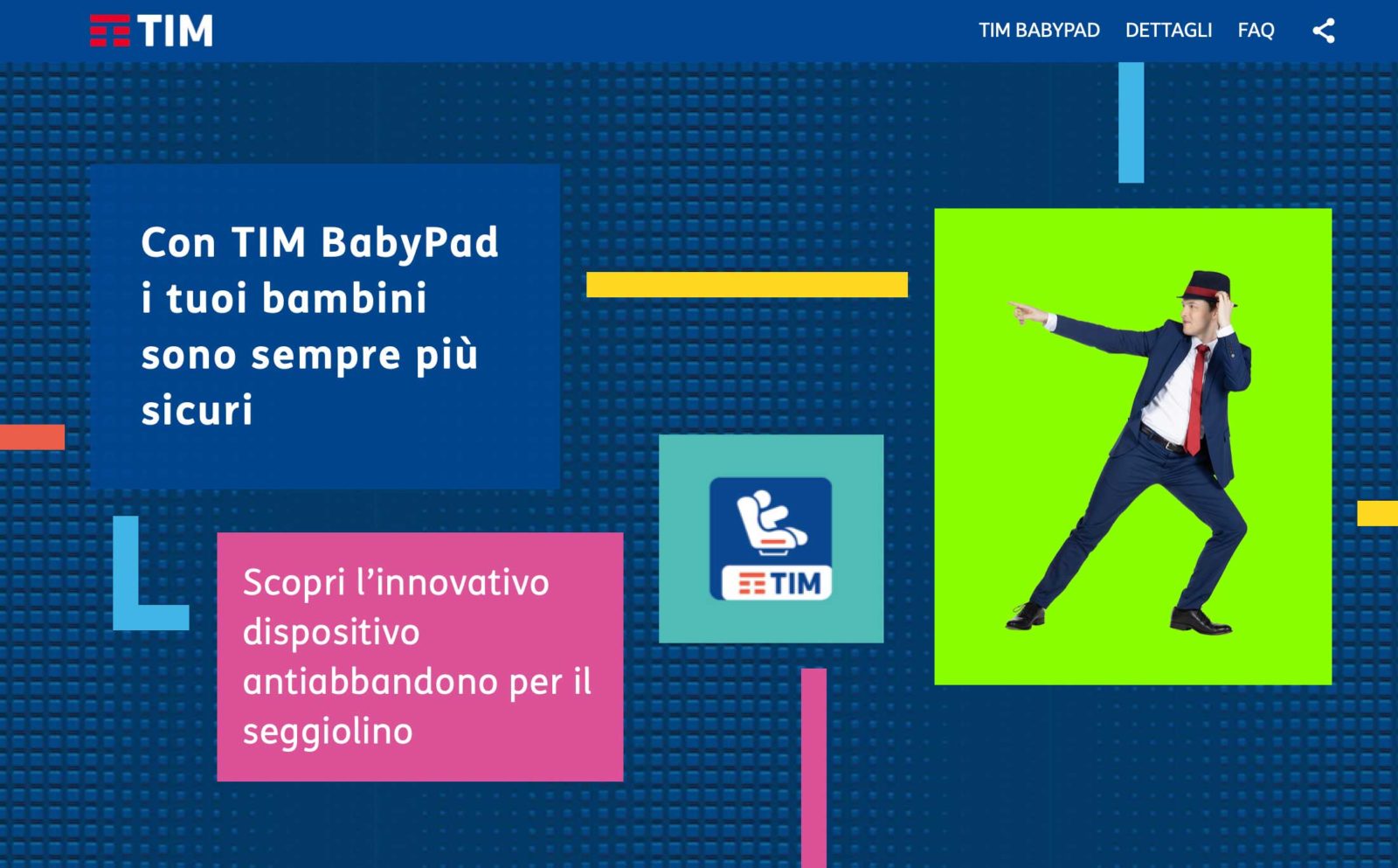 TIM BabyPad è un dispositivo per rilevare la presenza di un bambino sul seggiolino a bordo di un veicolo TIM BabyPad è un dispositivo per rilevare la presenza di un bambino sul seggiolino a bordo di un veicolo