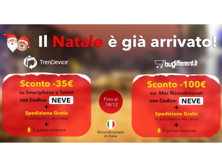 Sconti fino a -100€, spedizione gratis e due golose sorprese. Su TrenDevice e BuyDifferent il Natale è già arrivato