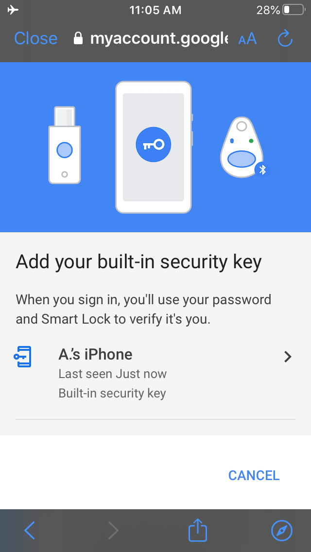 L’iPhone ora utilizzabile come chiave di sicurezza per connettersi a servizi Google