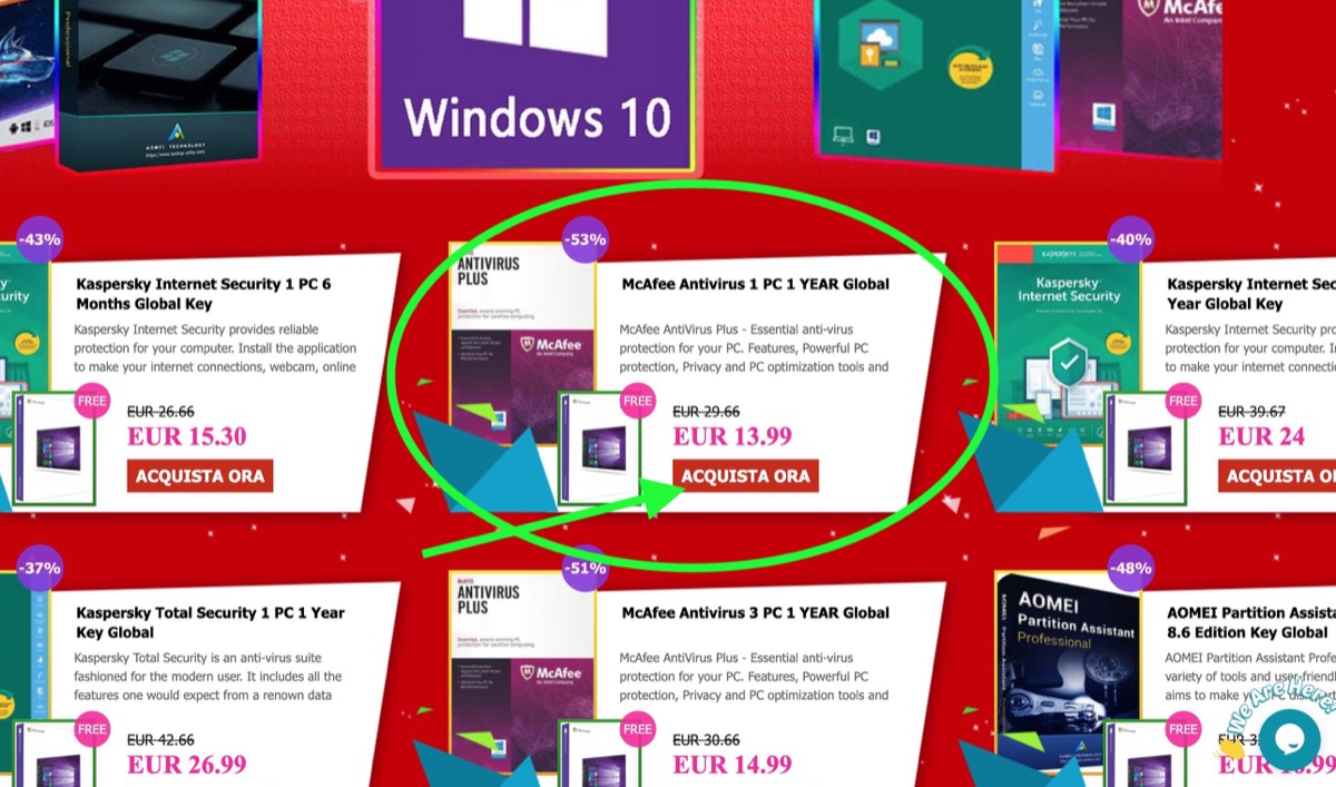 Un anno di McAfee Antivirus Plus a soli 13,99 euro e gratis la licenza Windows 10 Pro