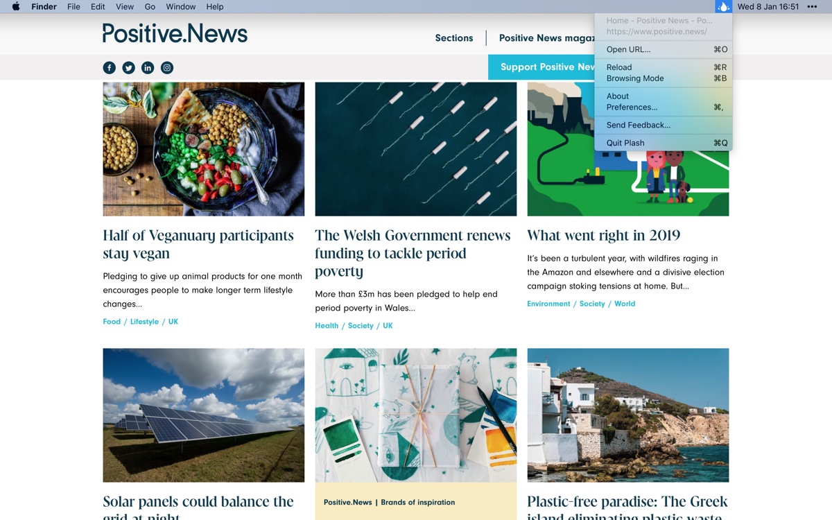 Con Plash il vostro sito preferito al posto dell’immagine Scrivania del Mac