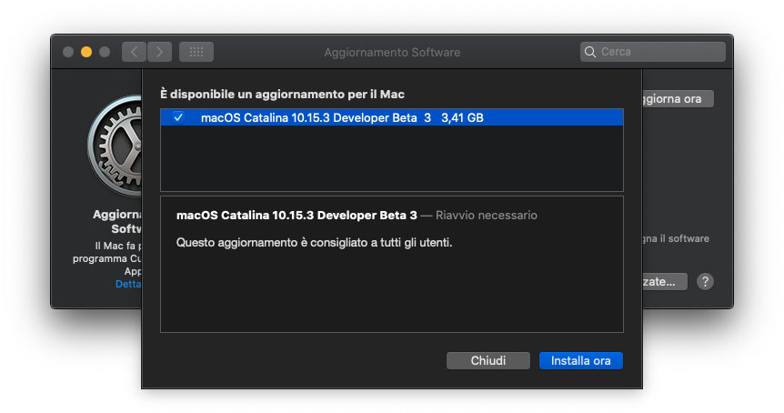 Terza beta di macOS 10.15.3 agli sviluppatori