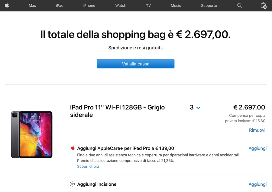 Apple rimuove i limiti di acquisto su Apple Store online