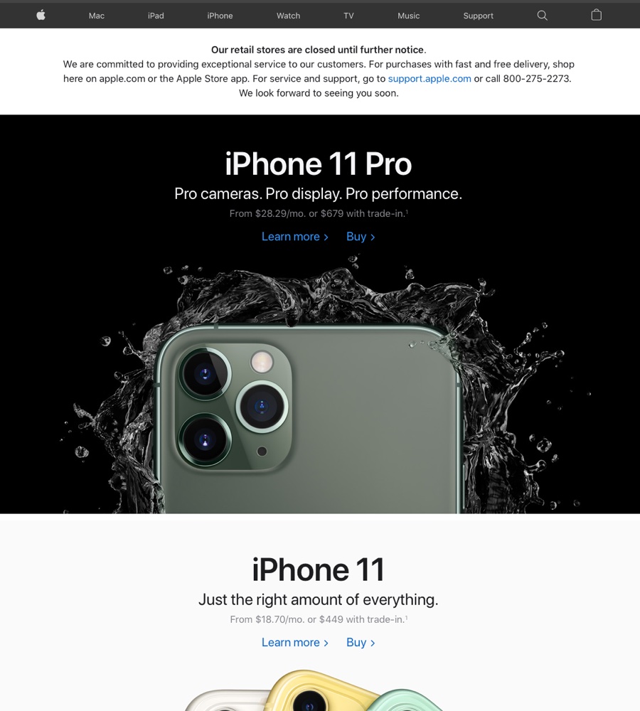 Apple Store chiusi fino a nuovo avviso per coronavirus