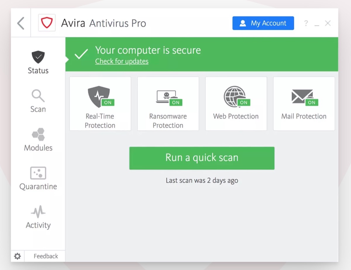 Abbonamento Avira Antivirus Pro a metà prezzo con licenza Windows 10 in regalo