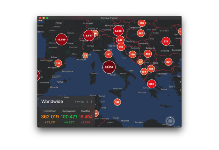 Coronavirus, un’app Mac e iOS per seguire la pandemia