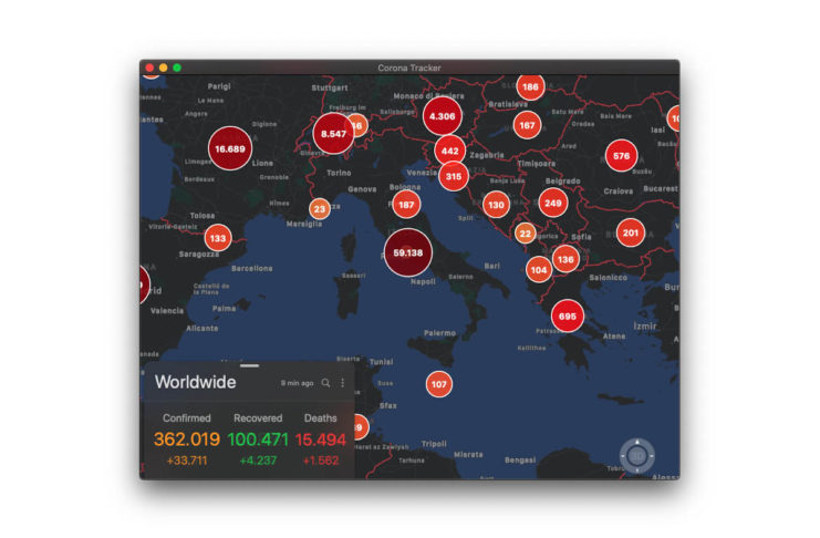 Coronavirus, un’app Mac e iOS per seguire la pandemia