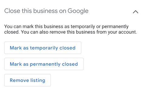 Google consente di contrassegnare le attività come temporaneamente chiuse