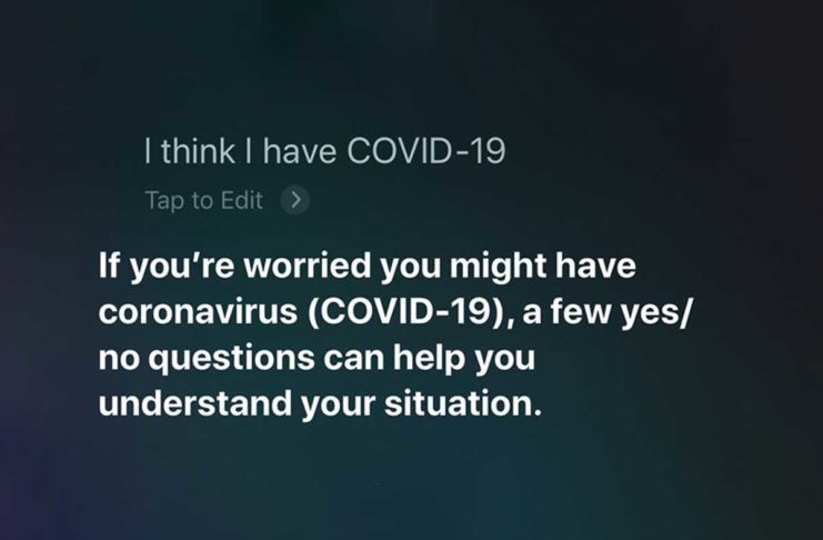 Negli USA Siri offre un primo supporto per chi ritiene di essere affetto da COVID-19
