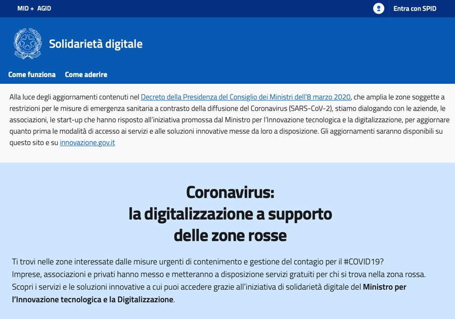 Solidarietà Digitale al tempo del Coronavirus: l’iniziativa del Ministero per l’innovazione tecnologica