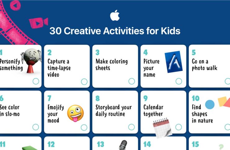 Apple suggerisce varie attività didattiche che i bambini più piccoli possono svolgere a casa