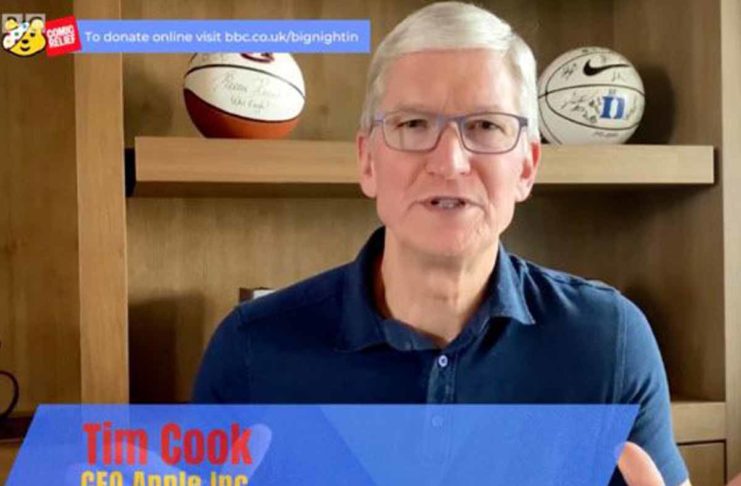Tim Cook è apparso al programma “The Big Night In” della BBC per la raccolta fondi sul coronavirus