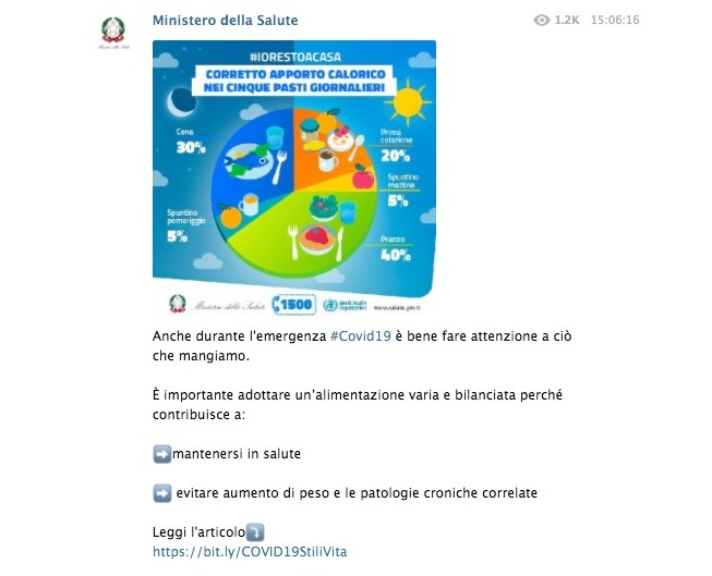 Su Telegram il canale ufficiale del Ministero della salute per le notizie sul COVID-19