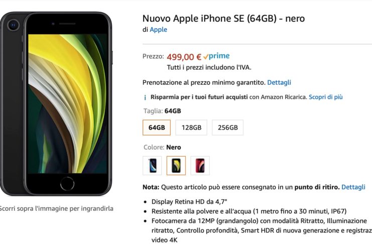 iPhone SE 2020 su Amazon: spedito il 24 aprile