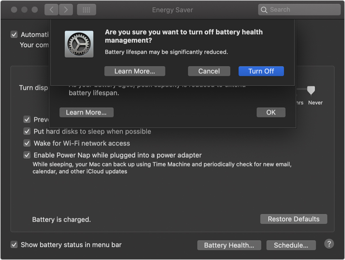 In macOS 10.15.5 nuova funzione per monitorare la salute della batteria con i portatili