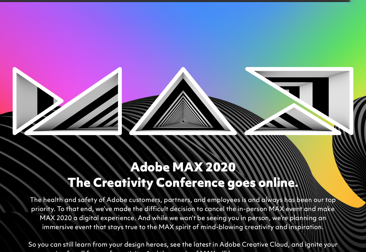 Adobe MAX 2020 Conference sarà un evento online gratis per tutti