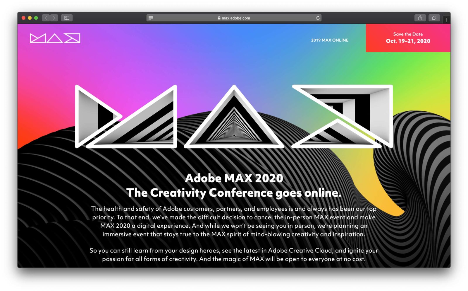 La Adobe MAX 2020 Conference sarà un evento online gratis per tutti