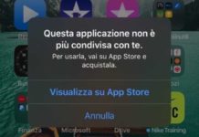Alcuni utenti di iOS lamentano la comparsa del messaggio “Questa applicazione non è più condivisa con te”.