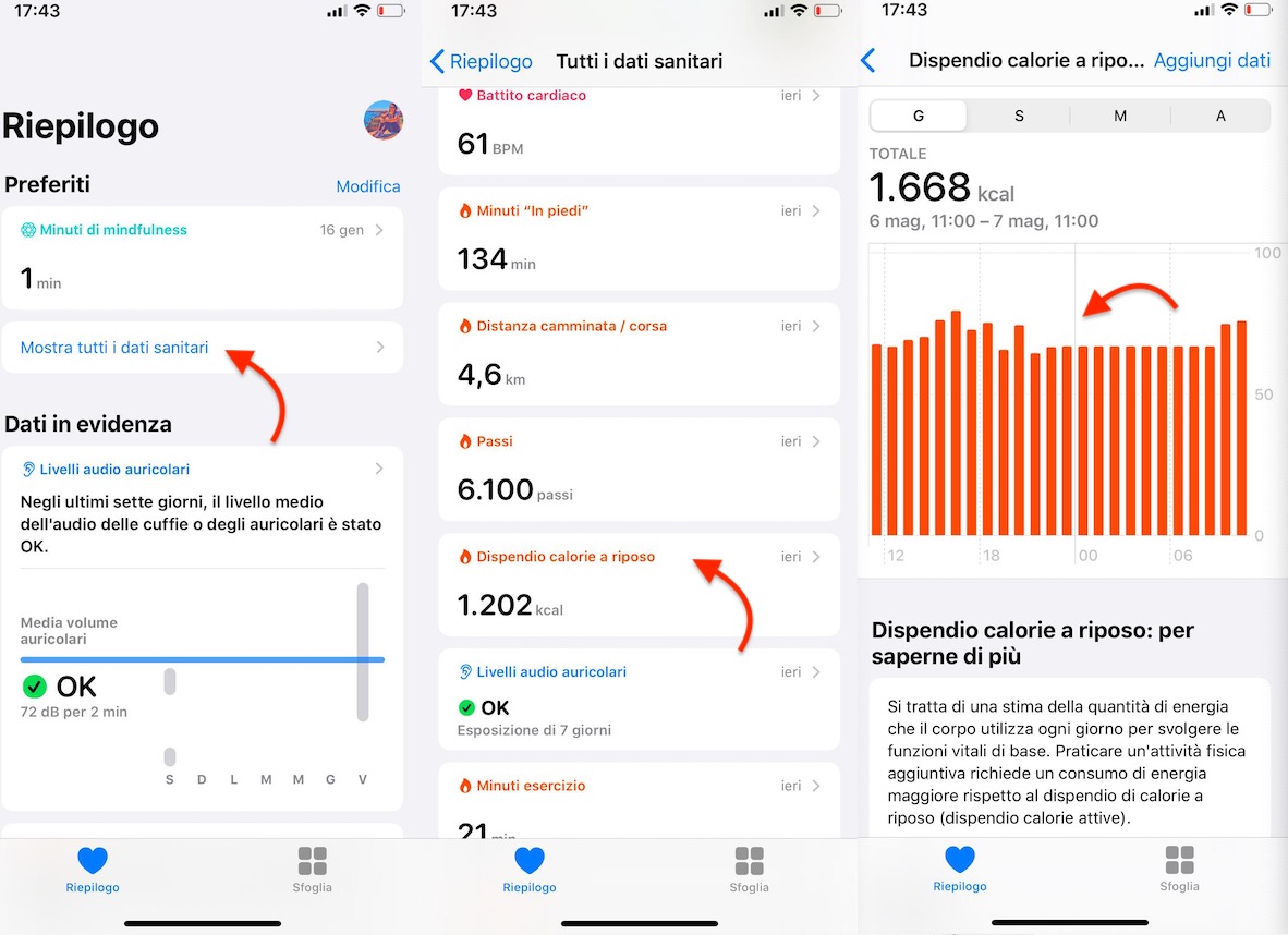 Come vedere il consumo totale di calorie nell’app Salute di Apple