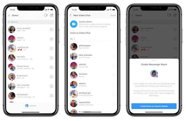 Il rivale Zoom di Facebook si lancia adesso anche da Instagram messenger rooms instagram