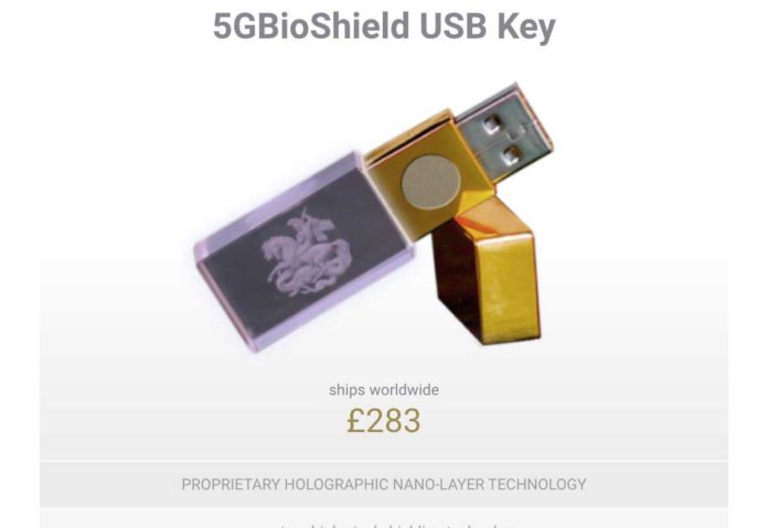 In vendita a 350$ una chiavetta USB con sopra un adesivo “per proteggersi dal 5G”.