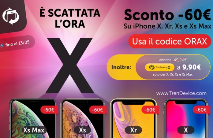 iPhone X, XR, XS e XS Max scontati di -60€: su TrenDevice scatta l’ora X
