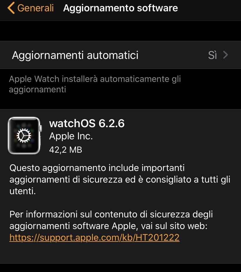 Disponibile la versione definitiva di watchOS 6.2.6
