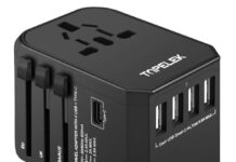 Caricatore da viaggio universale Topelek, con 4 USB e USB-C a soli 13,99 euro