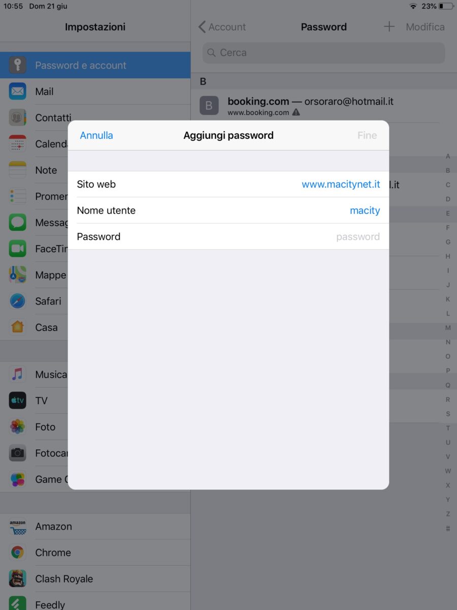 Come aggiungere manualmente password al portachiavi su iPhone e iPad