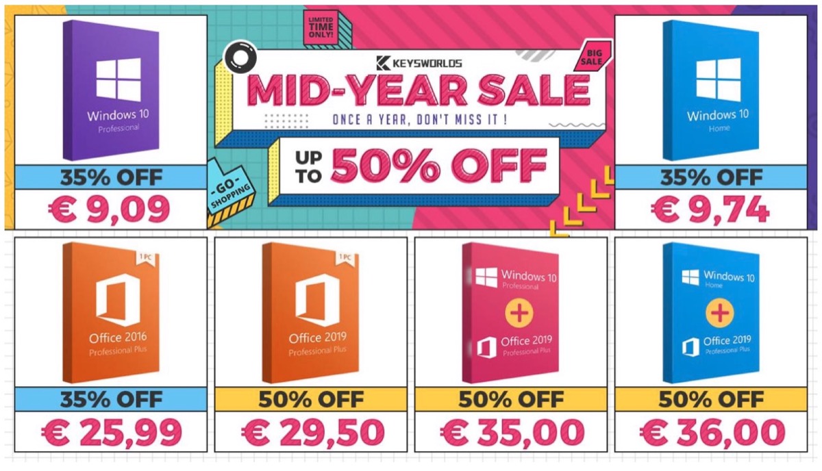 Saldi di metà anno, su Keysworlds le licenze Windows 10 a partire da soli 9 euro