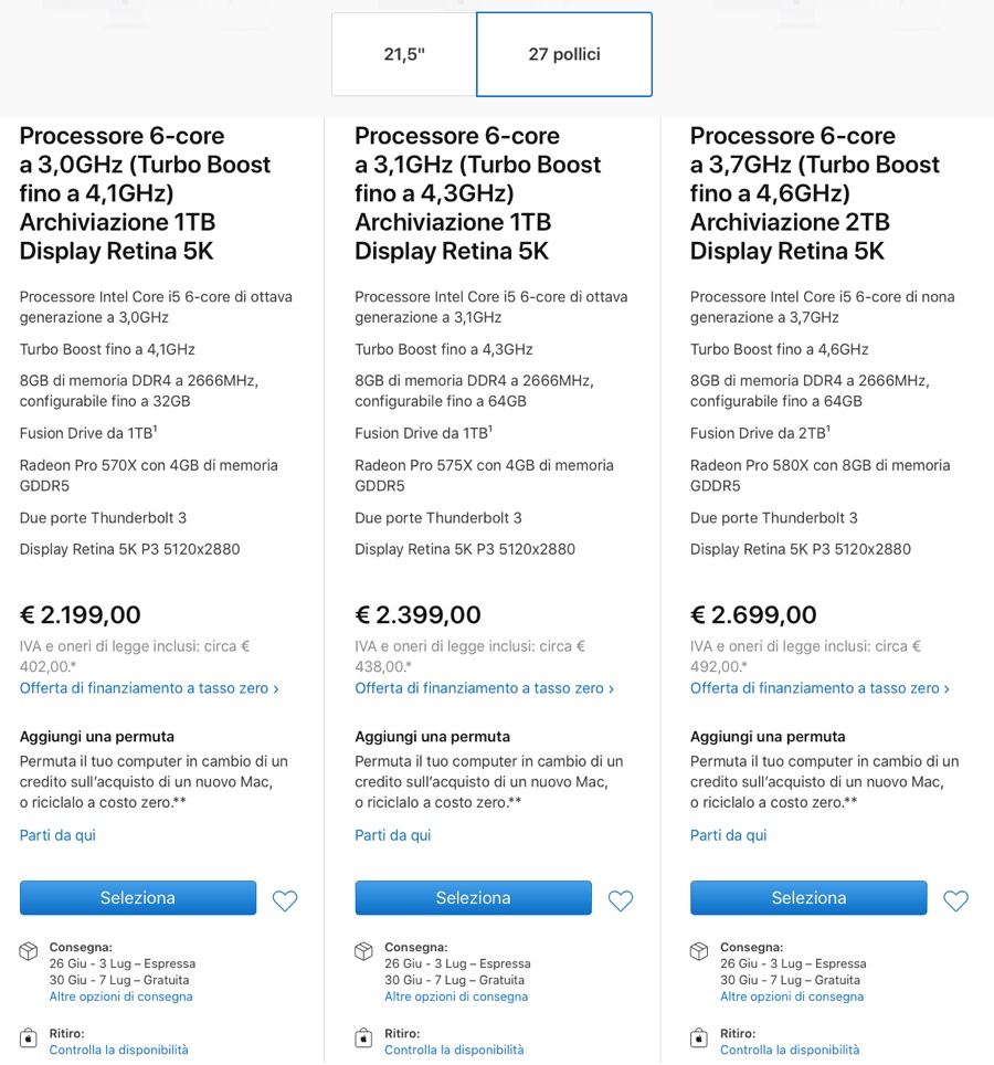 Scorte iMac 27” basse, tutti pensano ai nuovi modelli in arrivo