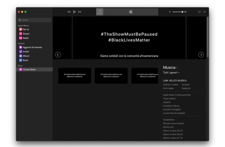 Apple partecipa al Blackout Tuesday