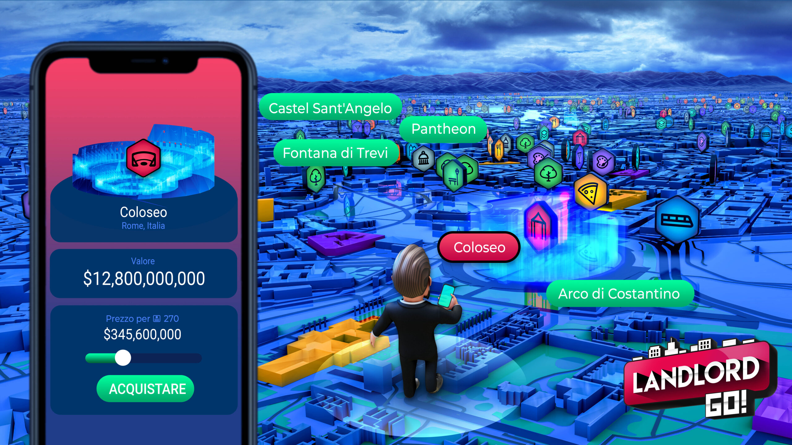 Con Landlord GO Roma diventa un gioco in Realtà Aumentata